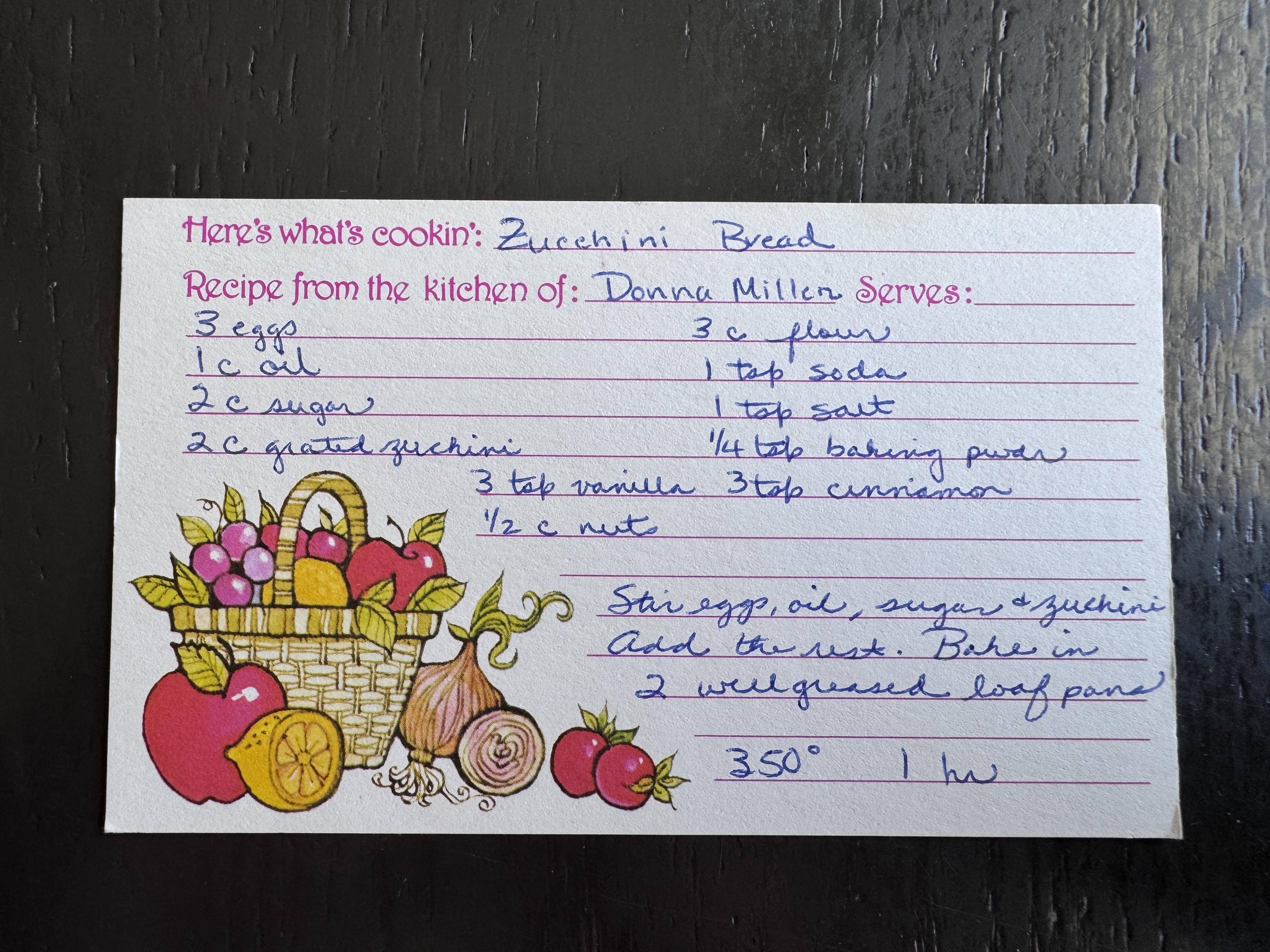 Recipe card preview for Zucchini Bread
