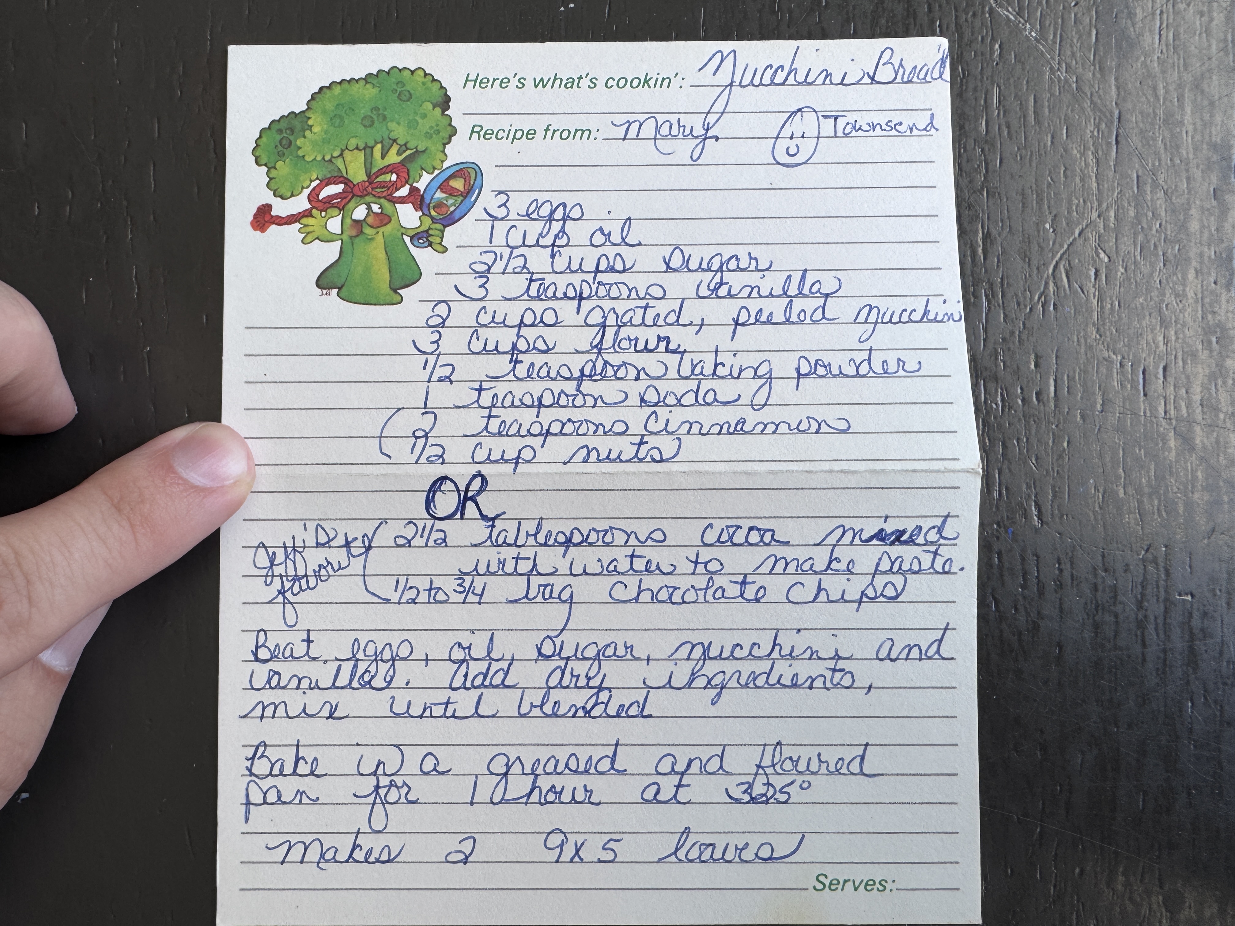 Recipe card preview for Zucchini Bread