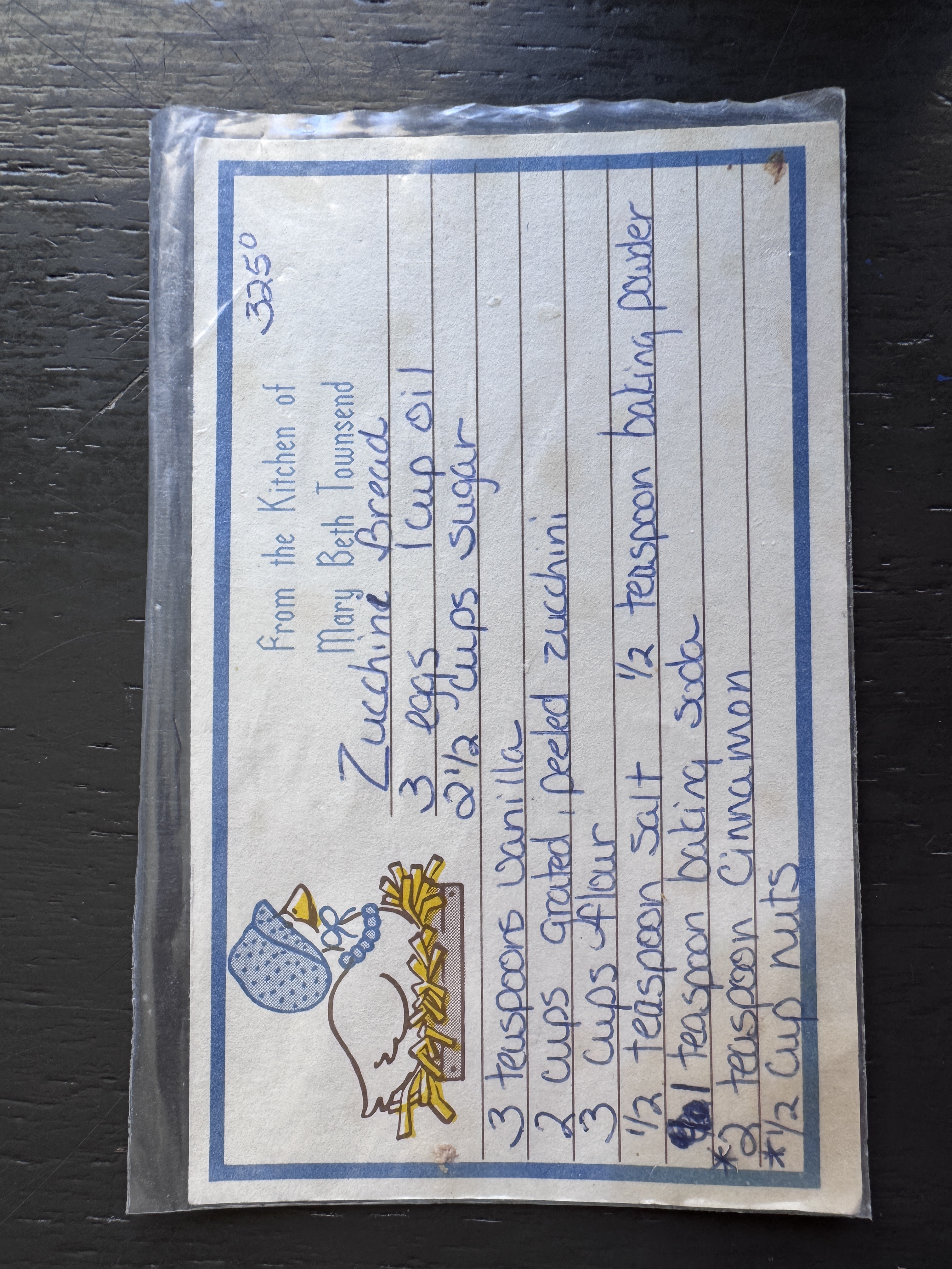 Recipe card preview for Zucchini Bread